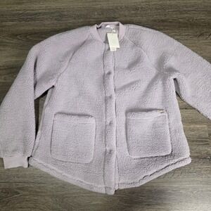 NEIWAI S Pajama Top Cloud Gray New Sherpa Fleece Button Cardigan NW232WL5702